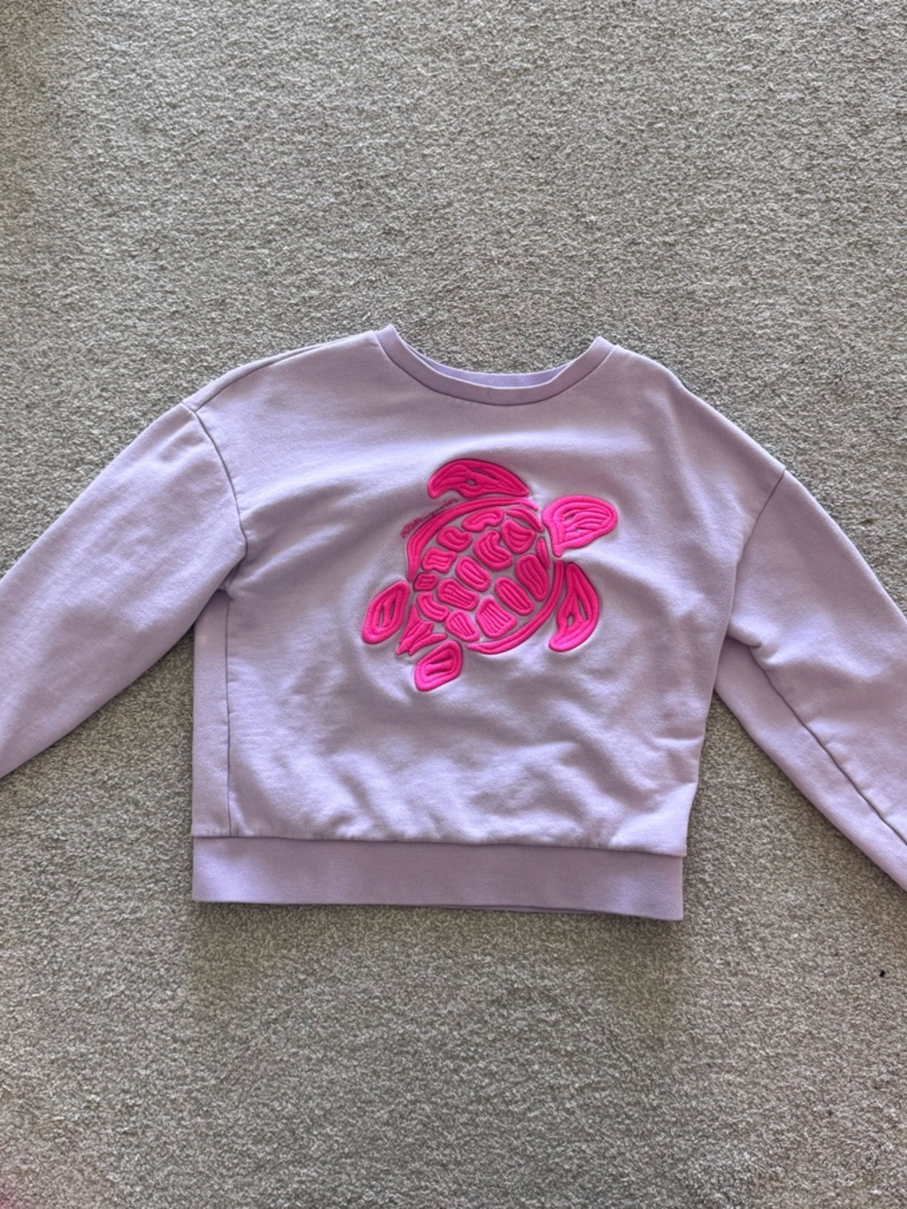Vilebrequin Lilac Sweatshirt with Neon Pink Turtle Applique Retails $100+